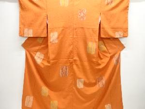 大正ロマン　変わり色紙に幾何学模様織り出しお召着物